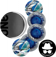 Презервативи One Flavor Waves Свіжа м'ята Сині 5 шт в кейсі