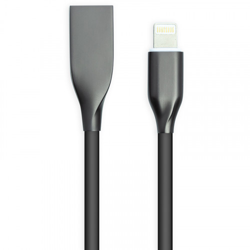 Кабель PowerPlant USB - Lightning, 1м, силикон, черный
