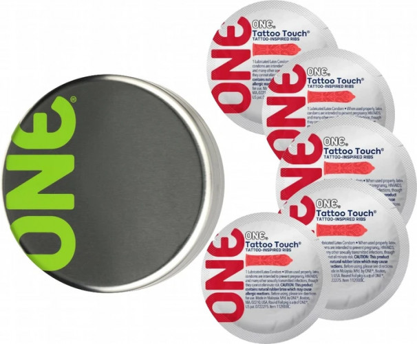 Презервативи One Tattoo Touch червоний 5 шт у кейсі