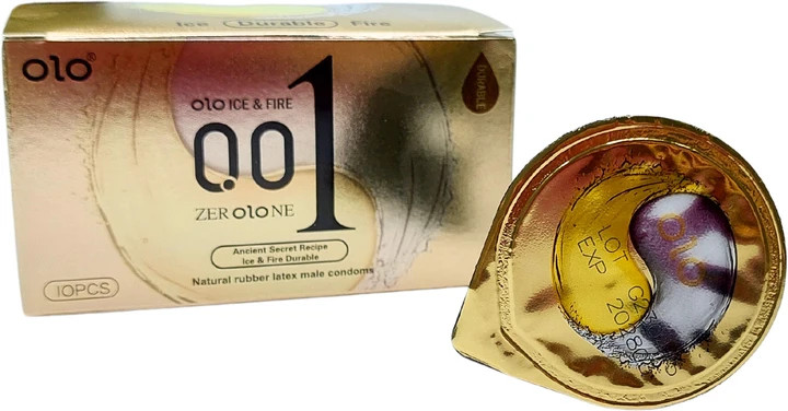 Презервативи OLO 0.01 Ice and Fire Ваніль з термоефектом 10 шт