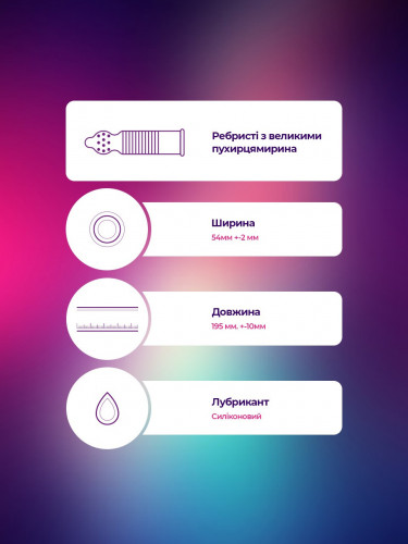 Презервативи якісні чоловічі ребристі з великими крапками Bruno Double Surprise 4 You 12 шт (4 пачки