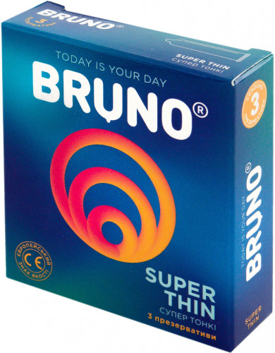 Презервативи якісні чоловічі тонкі із силіконовим мастилом Bruno Super Thin 4 You 12 шт 4 пачки по 3 шт.