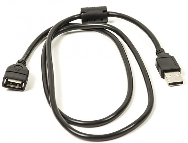 Кабель PowerPlant USB 2.0 AF – AM, 1.0 м, One ferrite
