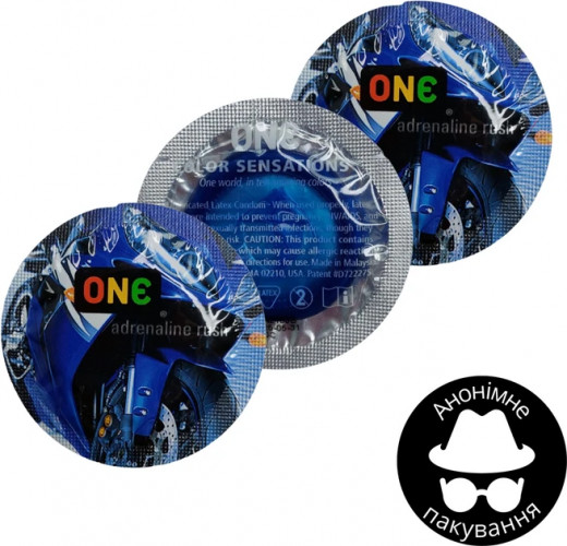 Презервативи One Color Sensation Adrenaline Rush Сині 3 шт