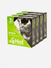 Презервативи латексні високоякісні ребристі з ароматом м'яти La Hot Ribbed блок 36 шт.