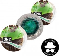 Презервативи One Flavor Waves Шоколад та м'ята Зелені 3 шт