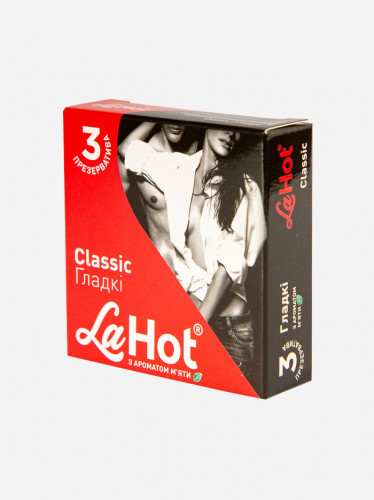 Презервативи латексні гладкі класичні з ароматом м'яти в La Hot Classic блок 36 штук