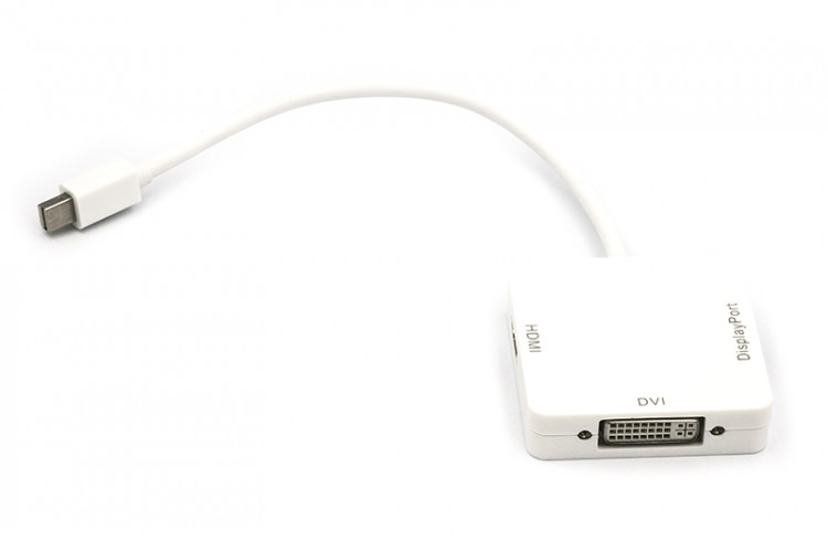 Кабель-переходник PowerPlant mini DisplayPort (Thunderbolt) - DisplayPort, HDMI, DVI 0.2 м