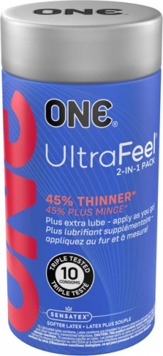 Презервативи One UltraFeel 2 в 1 Ультратонкий з додатковим пакетом мастила 10 шт