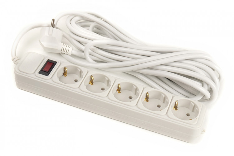 Сетевой фильтр PowerPlant 7 м, 3x1.5мм2, 10А, 5 розеток, евростандарт (JY-1056/7)