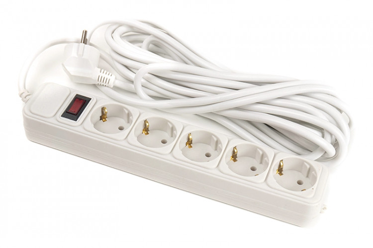 Сетевой фильтр PowerPlant 7 м, 3x1.5мм2, 10А, 5 розеток, евростандарт (JY-1056/7) коробка