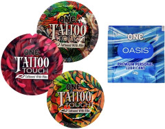 Презервативи One Tattoo Touch 3 шт + Лубрикант One Oasis 4.5 мл
