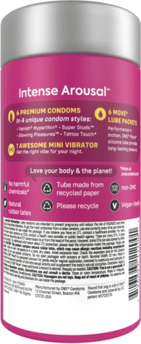 Набір One Intense Arousal Pleasure Kit Презервативи 6 шт + Лубрикант 6 шт + Вібро кільце 1 шт