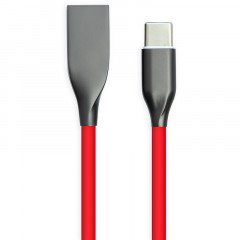 Кабель PowerPlant USB - Type-C, 2м, силикон, красный