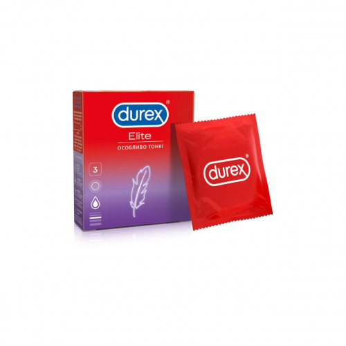 Презервативи DUREX Elite латексні з силіконовою змазкою  ультра  тонкі, З шт