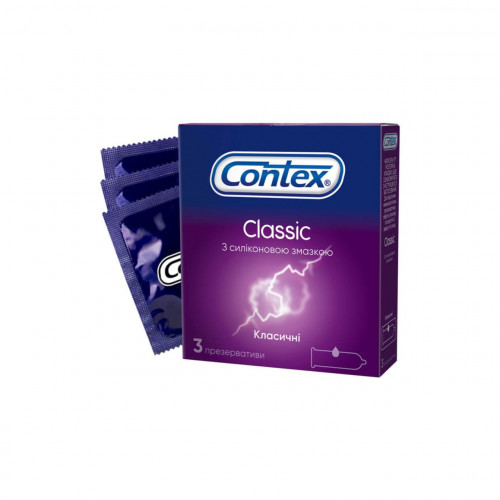 Презервативи CONTEX Classic латексні з силіконовою змазкою класичні, 3 шт