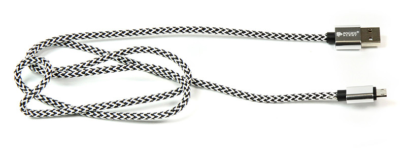 Кабель PowerPlant USB 2.0 AM/Micro B, двусторонний, 1м, серый