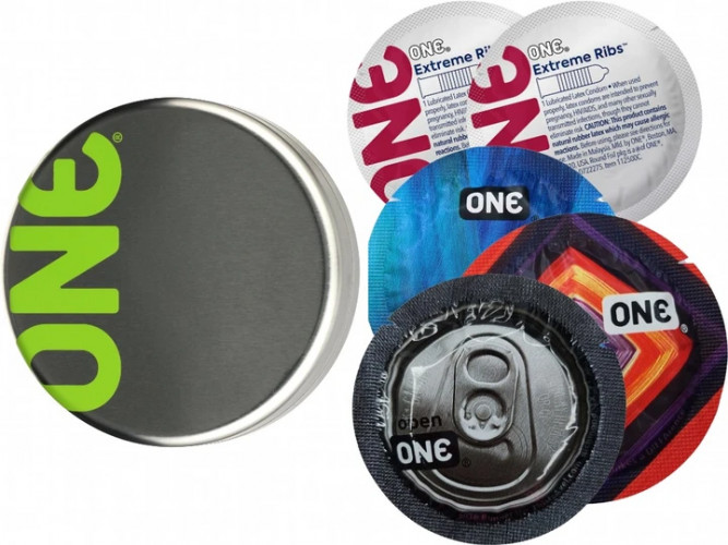 Презервативи One Pleasure Plus з повітряною ребристою капсулою 5 шт у кейсі