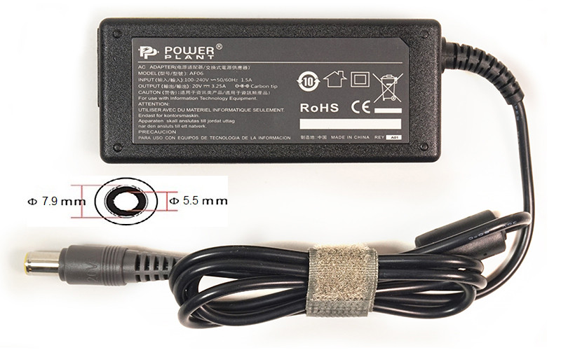 Блок питания для ноутбуков PowerPlant IBM/LENOVO 220V, 20V 65W 3.25A (7.9*5.5)