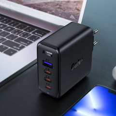 Мережевий зарядний пристрій Acefast A37 USB/ 3 Type-C QC PD 100W чорний + кабель Type-C to Type-C