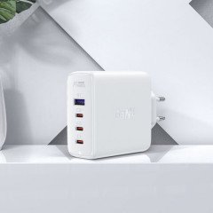 Мережевий зарядний пристрій Acefast A37 USB/ 3 Type-C QC PD 100W білий + кабель Type-C to Type-C