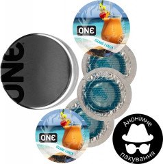 Презервативи One Flavor Waves Тропічний коктейль блакитні 5 шт у кейсі