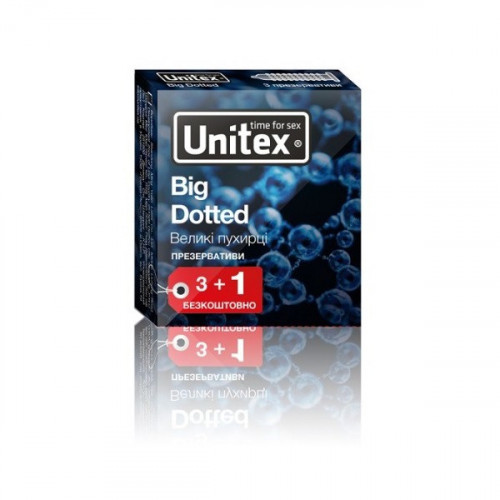 Презервативи з пухирцями чутливі Unitex Big Dotted 48 штук (12 паковань по 4 шт.)